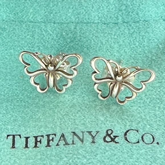 Tiffany & Co Butterfly Earrings Studs Nature Lover Garden Stencil Earrings - Picture 10 of 10
